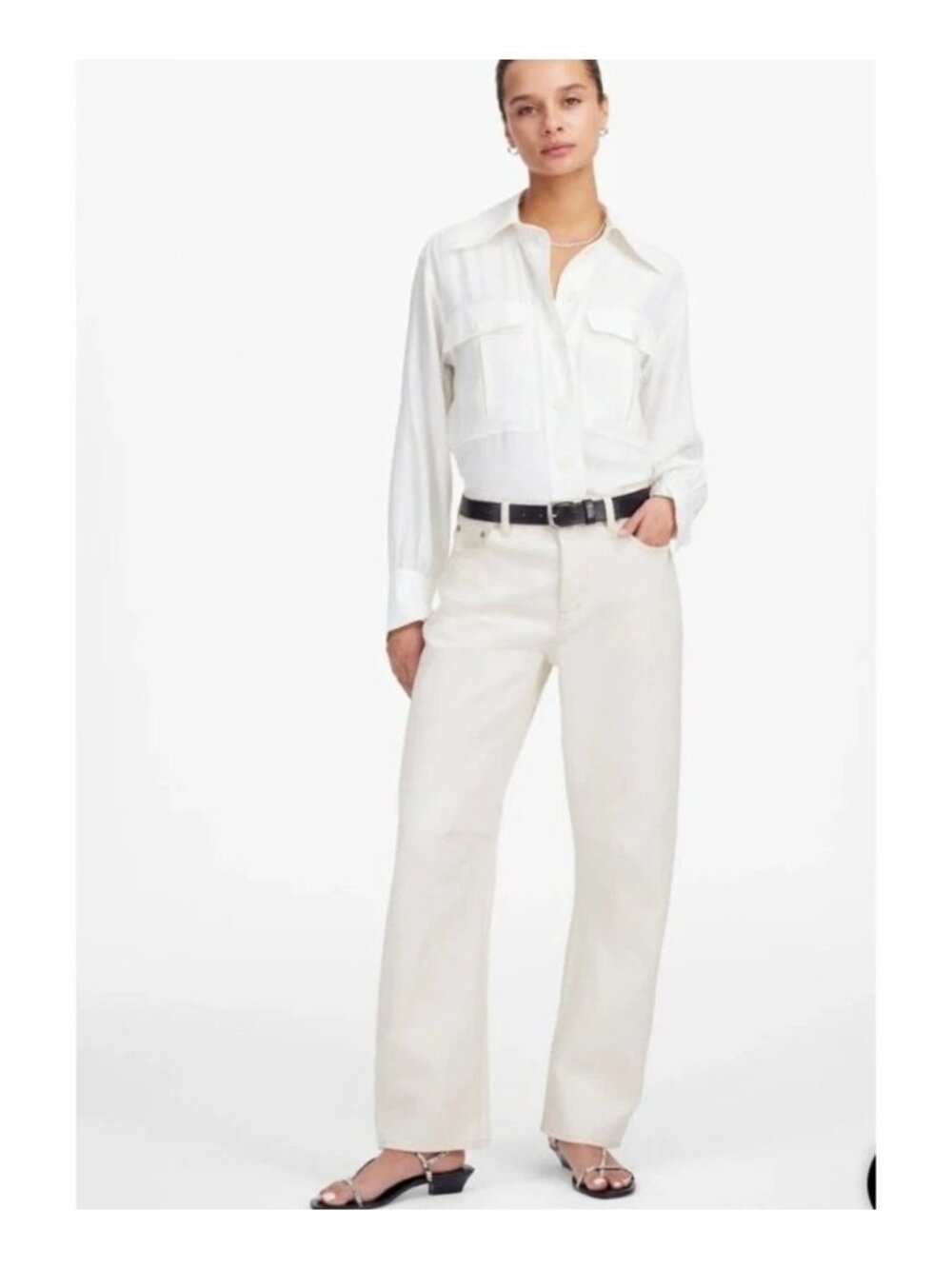 Madewell The Darted Barrel Leg Jeans Women’s 25P Vintage Canvas Cream Button Fly